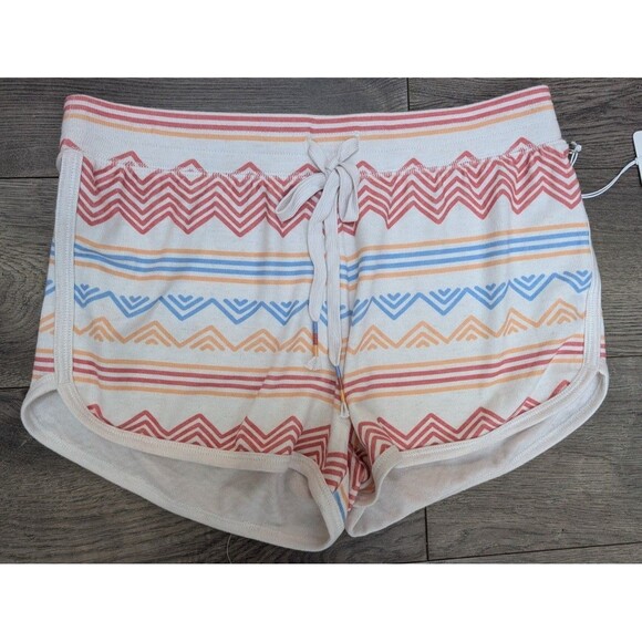 P.J. Salvage Women’s Lounge Pajama Set Geometric Stripe Tank & Shorts Ivory Sz S - Picture 3 of 6